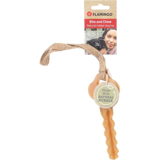 Flamingo Toy for Dogs, Guma Bone with Rope, Brown, 32 x 5.5 x 4 cm, Suitable for Puppies and Older Dogs, 100% Natural Flamingo Toy for Dogs, Guma Bone with Rope, Brown, 32 x 5.5 x 4 cm, Suitable for Puppies and Older Dogs, 100% Natural