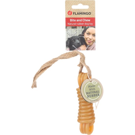 Flamingo Toy for Dogs, Guma Bone with Rope, Brown, 32 x 5.5 x 4 cm, Suitable for Puppies and Older Dogs, 100% Natural Flamingo Toy for Dogs, Guma Bone with Rope, Brown, 32 x 5.5 x 4 cm, Suitable for Puppies and Older Dogs, 100% Natural