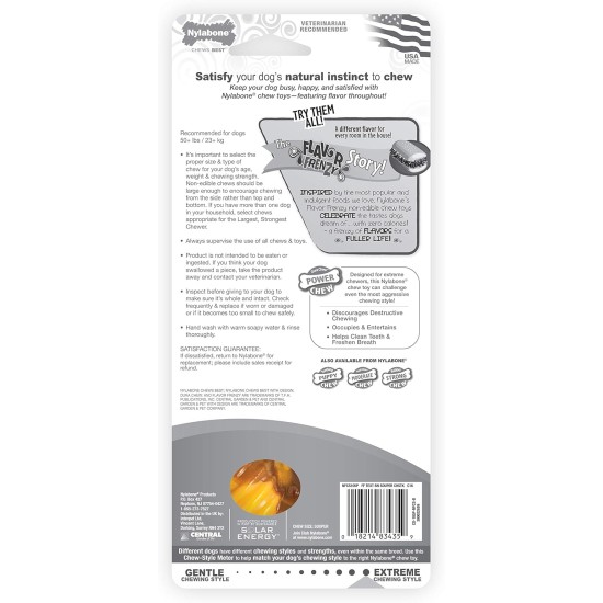 Interpet Nylabone Chew Toy for Extreme Chewers, Structural Bone Cattle and Cheese Flavour, M Interpet Nylabone Chew Toy for Extreme Chewers, Structural Bone Cattle and Cheese Flavour, M