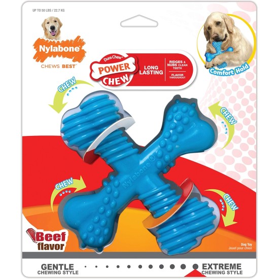 Nylabone 983770 Dura Power Chew, X-Shaped Bone, Beef Flavour, for Small Dogs (up to 11 kg), S Nylabone 983770 Dura Power Chew, X-Shaped Bone, Beef Flavour, for Small Dogs (up to 11 kg), S