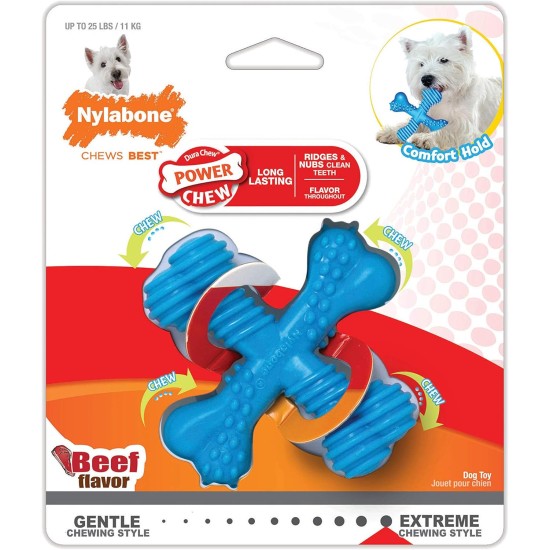 Nylabone 983770 Dura Power Chew, X-Shaped Bone, Beef Flavour, for Small Dogs (up to 11 kg), S Nylabone 983770 Dura Power Chew, X-Shaped Bone, Beef Flavour, for Small Dogs (up to 11 kg), S