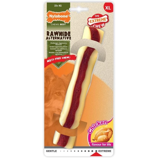 Nylabone 984474EU Raw Skin Alternative Chew No Mess Chicken Flavour Extra Large Dogs (Over 23 kg) XL