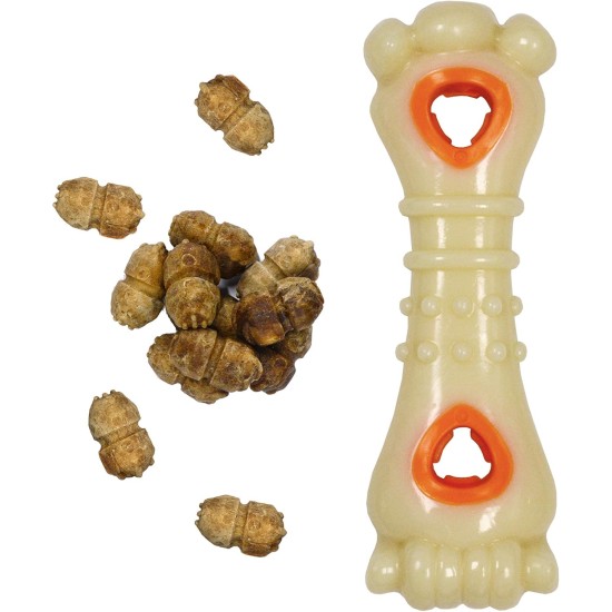 Nylabone 984654 Fillable Natural Rubber Chew Toy for Dogs, Bacon Flavour, Interactive Chew Toy, Hunting & Fetching, Suitable for Small Dogs (up to 11 kg), S Nylabone 984654 Fillable Natural Rubber Chew Toy for Dogs, Bacon Flavour, Interactive Chew Toy, Hunting & Fetching, Suitable for Small Dogs (up to 11 kg), S