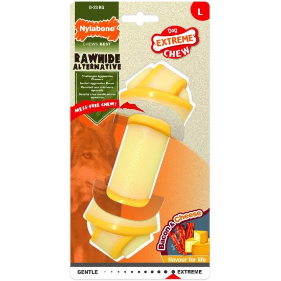Nylabone 984722EU Dog Knot Bone, Rawhide Alternative, Cheese and Bacon Flavour, Chew Bone for Strong Chewing Dogs for Dogs up to 23 kg Nylabone 984722EU Dog Knot Bone, Rawhide Alternative, Cheese and Bacon Flavour, Chew Bone for Strong Chewing Dogs for Dogs up to 23 kg