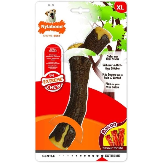 Nylabone 984776EU Dog Toy in Stick Shape, Bacon Flavour - Chew Bone for Strong Chewing Dogs for Dogs up to 23 kg +, XL Nylabone 984776EU Dog Toy in Stick Shape, Bacon Flavour - Chew Bone for Strong Chewing Dogs for Dogs up to 23 kg +, XL