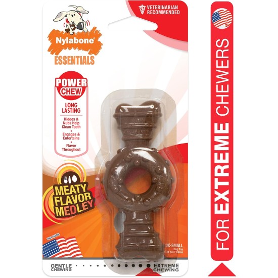 Nylabone 985006 Dog Bones for Dental Care for Energetic Chewing Dogs, Ring-shaped, Various Meat Flavours, Multiple Textures and Easy to Hold, Size XS - for Dogs up to 7 kg Nylabone 985006 Dog Bones for Dental Care for Energetic Chewing Dogs, Ring-shaped, Various Meat Flavours, Multiple Textures and Easy to Hold, Size XS - for Dogs up to 7 kg