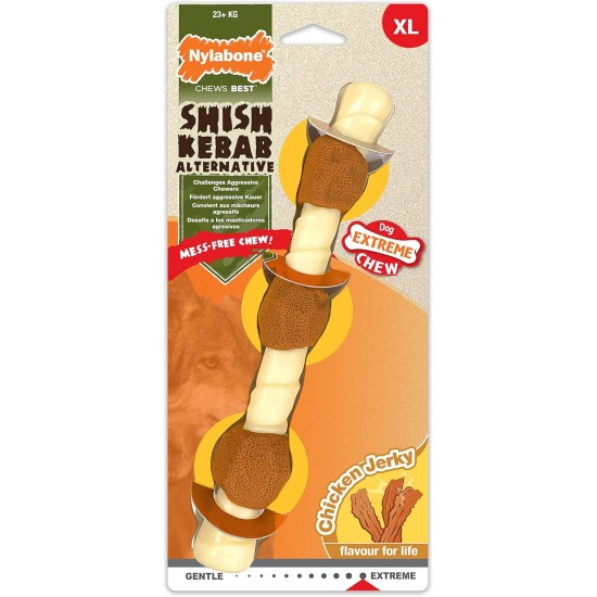 Nylabone Extremely Durable Dog Chew Toy Shish Kebab Chicken Jerky Flavour Dirt-Free Extra Large Dog Chew Toy for Dogs Over 50lbs - XL Nylabone Extremely Durable Dog Chew Toy Shish Kebab Chicken Jerky Flavour Dirt-Free Extra Large Dog Chew Toy for Dogs Over 50lbs - XL