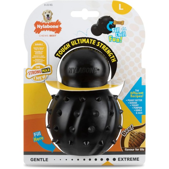 Nylabone Max Strength Rubber Cone Dog Chew Toy, Beef Flavour, Stuff with Treats, Large, for Dogs 0-23 kg Nylabone Max Strength Rubber Cone Dog Chew Toy, Beef Flavour, Stuff with Treats, Large, for Dogs 0-23 kg