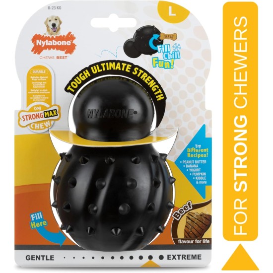 Nylabone Max Strength Rubber Cone Dog Chew Toy, Beef Flavour, Stuff with Treats, Large, for Dogs 0-23 kg Nylabone Max Strength Rubber Cone Dog Chew Toy, Beef Flavour, Stuff with Treats, Large, for Dogs 0-23 kg