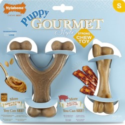 Nylabone Maximum Strength Tough Extreme Puppy Gourmet Bone Chew Toy, Adult Teeth, Continuous with Chicken and Peanut Butter, Small, for Puppies 0-11 kg, Twin Pack Nylabone Maximum Strength Tough Extreme Puppy Gourmet Bone Chew Toy, Adult Teeth, Continuous with Chicken and Peanut Butter, Small, for Puppies 0-11 kg, Twin Pack