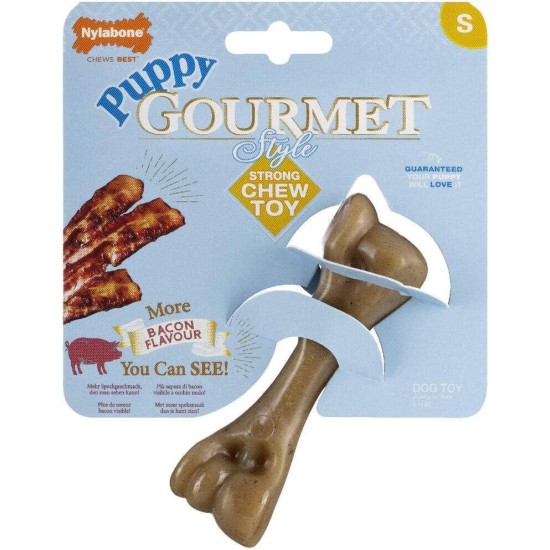 Nylabone Maximum Strength Tough Extreme Puppy Gourmet Bone Chew Toy, Adult Teeth, Continuous with Chicken and Peanut Butter, Small, for Puppies 0-11 kg, Twin Pack Nylabone Maximum Strength Tough Extreme Puppy Gourmet Bone Chew Toy, Adult Teeth, Continuous with Chicken and Peanut Butter, Small, for Puppies 0-11 kg, Twin Pack