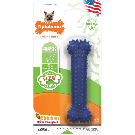 Nylabone, Medium Dental Chew Bone for Dogs, Flexible Chew Bone, Chicken Flavour, Extra Small, Suitable for Dogs up to 7 kg Nylabone, Medium Dental Chew Bone for Dogs, Flexible Chew Bone, Chicken Flavour, Extra Small, Suitable for Dogs up to 7 kg