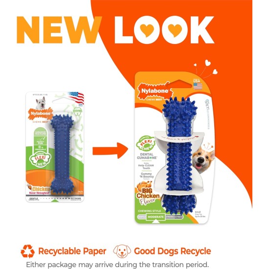Nylabone, Medium Dental Chew Bone for Dogs, Flexible Chew Bone, Chicken Flavour, Extra Small, Suitable for Dogs up to 7 kg Nylabone, Medium Dental Chew Bone for Dogs, Flexible Chew Bone, Chicken Flavour, Extra Small, Suitable for Dogs up to 7 kg