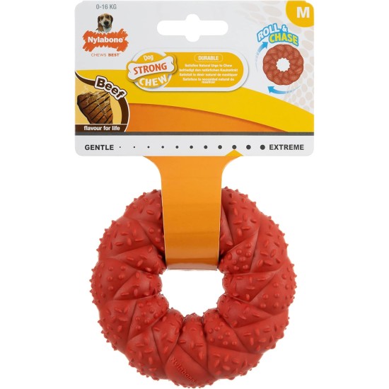 Nylabone, Natural Rubber Chew Toy for Dogs, Beef Flavour, Interactive Chew Toy, Hunting & Fetching for Medium Dogs up to 16 kg Nylabone, Natural Rubber Chew Toy for Dogs, Beef Flavour, Interactive Chew Toy, Hunting & Fetching for Medium Dogs up to 16 kg
