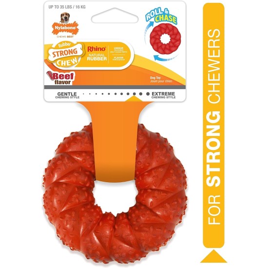 Nylabone, Natural Rubber Chew Toy for Dogs, Beef Flavour, Interactive Chew Toy, Hunting & Fetching for Medium Dogs up to 16 kg Nylabone, Natural Rubber Chew Toy for Dogs, Beef Flavour, Interactive Chew Toy, Hunting & Fetching for Medium Dogs up to 16 kg