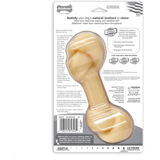 Nylabone Power Chew Textured Monster Bone, Bison - Dog Chew Toy for Extreme Chewers - XXL Nylabone Power Chew Textured Monster Bone, Bison - Dog Chew Toy for Extreme Chewers - XXL