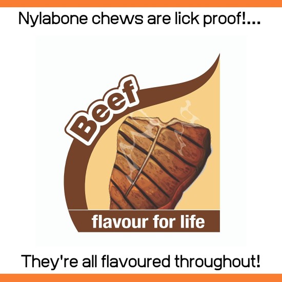 Nylabone, Puppy Chew Bone and Dental Care Toy for Teething Puppies, Soothing Chew Bone, for Extra Small Puppies up to 7 kg, for Gentle Chewing/Teething Dogs, Beef Flavour Nylabone, Puppy Chew Bone and Dental Care Toy for Teething Puppies, Soothing Chew Bone, for Extra Small Puppies up to 7 kg, for Gentle Chewing/Teething Dogs, Beef Flavour