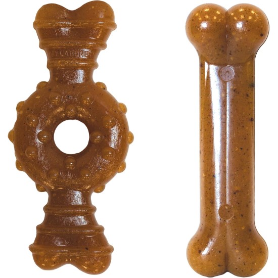 Nylabone, Puppy Chew Bone and Dental Care Toy for Teething Puppies, Soothing Chew Bone for Small Puppies up to 11 kg, for Gentle Chewing/Teething Dogs, Chicken and Peanut Butter, Pack of 2, Extra Nylabone, Puppy Chew Bone and Dental Care Toy for Teething Puppies, Soothing Chew Bone for Small Puppies up to 11 kg, for Gentle Chewing/Teething Dogs, Chicken and Peanut Butter, Pack of 2, Extra