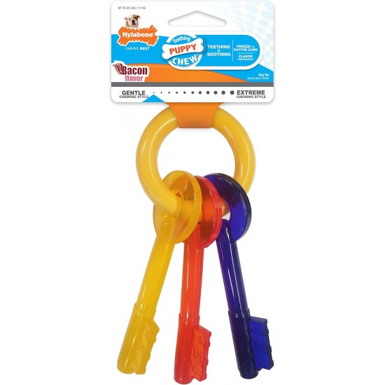 Nylabone, Puppy Chew Toy and Dental Care Toy for Teething Puppies Chew Toys for Small Puppies up to 11 kg, Gently Chewing/Teething Dogs, Bacon Flavour, Toy Ring for Puppies Nylabone, Puppy Chew Toy and Dental Care Toy for Teething Puppies Chew Toys for Small Puppies up to 11 kg, Gently Chewing/Teething Dogs, Bacon Flavour, Toy Ring for Puppies