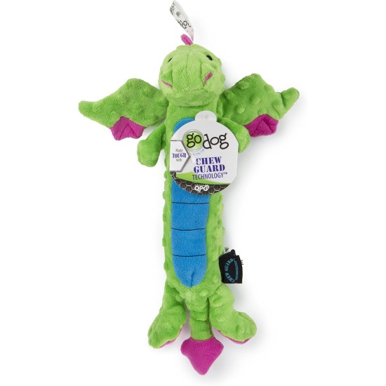 goDog Bubble Plush Skinny Dragons Squeaky Plush Dog Toy, Chew Protection Technology, Green, Large goDog Bubble Plush Skinny Dragons Squeaky Plush Dog Toy, Chew Protection Technology, Green, Large