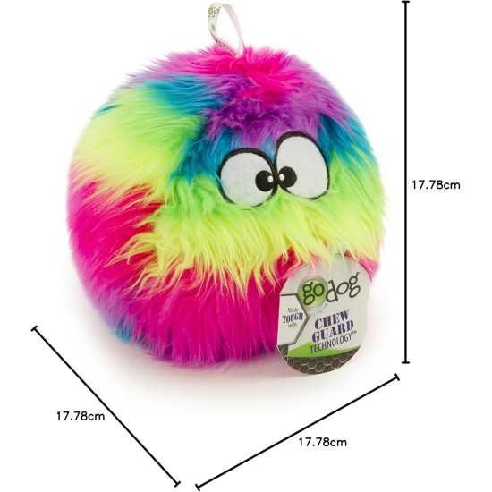 goDog Furballz Dog Toy, Squeaky Plush Ball, Chew Protection Technology, Rainbow, Large goDog Furballz Dog Toy, Squeaky Plush Ball, Chew Protection Technology, Rainbow, Large