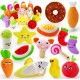 legend sandy Squeaky Toys for Dogs Cute Stuffed Plush Fruit Snacks and Vegetables Dog Toys for Puppy Small Medium Dogs Pets 14 Pack