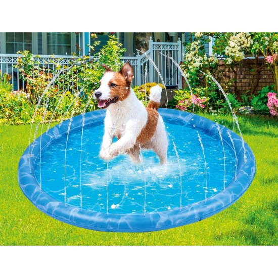 maxxpro Dog Pool and Cooling Mat - Diameter 100 cm - Dog Paddling Pool and Cooling Mat for Dogs - with Sprinklers - PVC - Blue maxxpro Dog Pool and Cooling Mat - Diameter 100 cm - Dog Paddling Pool and Cooling Mat for Dogs - with Sprinklers - PVC - Blue
