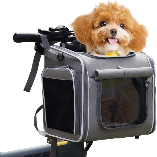 4-in-1 Dog Basket Bicycle, Expandable Dog Backpack up to 8 kg, Robust Bicycle Basket Dog with Cushion, Front Dog Bicycle Basket, Cat Backpack, Large Cats Shoulder Bag, Car Seat, Grey 4-in-1 Dog Basket Bicycle, Expandable Dog Backpack up to 8 kg, Robust Bicycle Basket Dog with Cushion, Front Dog Bicycle Basket, Cat Backpack, Large Cats Shoulder Bag, Car Seat, Grey