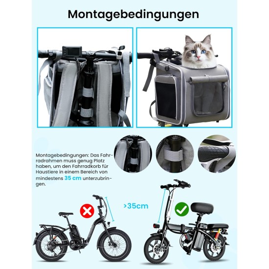 4-in-1 Dog Basket Bicycle, Expandable Dog Backpack up to 8 kg, Robust Bicycle Basket Dog with Cushion, Front Dog Bicycle Basket, Cat Backpack, Large Cats Shoulder Bag, Car Seat, Grey 4-in-1 Dog Basket Bicycle, Expandable Dog Backpack up to 8 kg, Robust Bicycle Basket Dog with Cushion, Front Dog Bicycle Basket, Cat Backpack, Large Cats Shoulder Bag, Car Seat, Grey