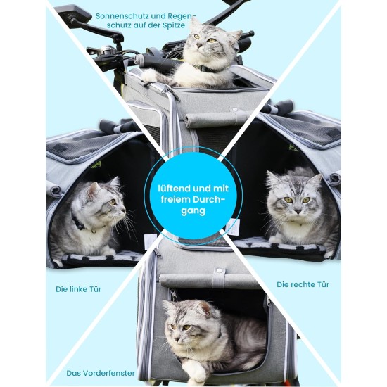 4-in-1 Dog Basket Bicycle, Expandable Dog Backpack up to 8 kg, Robust Bicycle Basket Dog with Cushion, Front Dog Bicycle Basket, Cat Backpack, Large Cats Shoulder Bag, Car Seat, Grey 4-in-1 Dog Basket Bicycle, Expandable Dog Backpack up to 8 kg, Robust Bicycle Basket Dog with Cushion, Front Dog Bicycle Basket, Cat Backpack, Large Cats Shoulder Bag, Car Seat, Grey