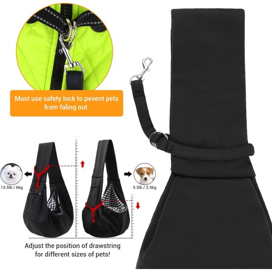 6 kg Dog Carry Bag, Portable Adjustable Dog Carrier for Dogs, Hands-Free Dog Bag, Breathable Transport Bag for Outdoor Walking Activities and Excursions (Black) 6 kg Dog Carry Bag, Portable Adjustable Dog Carrier for Dogs, Hands-Free Dog Bag, Breathable Transport Bag for Outdoor Walking Activities and Excursions (Black)