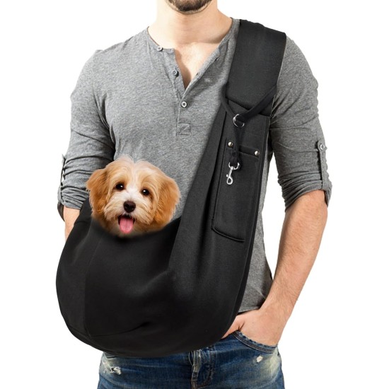6 kg Dog Carry Bag, Portable Adjustable Dog Carrier for Dogs, Hands-Free Dog Bag, Breathable Transport Bag for Outdoor Walking Activities and Excursions (Black)