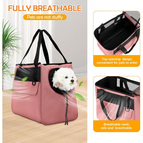 ALLSOPETS Dog Bag Breathable Cat Bag Pet Carrier Shoulder Bag Dog Carrier Bag with Safety Lead and Pockets Pet Bag for Small Dogs Puppies Cats Pink ALLSOPETS Dog Bag Breathable Cat Bag Pet Carrier Shoulder Bag Dog Carrier Bag with Safety Lead and Pockets Pet Bag for Small Dogs Puppies Cats Pink