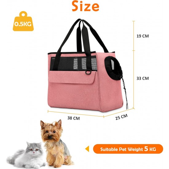 ALLSOPETS Dog Bag Breathable Cat Bag Pet Carrier Shoulder Bag Dog Carrier Bag with Safety Lead and Pockets Pet Bag for Small Dogs Puppies Cats Pink ALLSOPETS Dog Bag Breathable Cat Bag Pet Carrier Shoulder Bag Dog Carrier Bag with Safety Lead and Pockets Pet Bag for Small Dogs Puppies Cats Pink