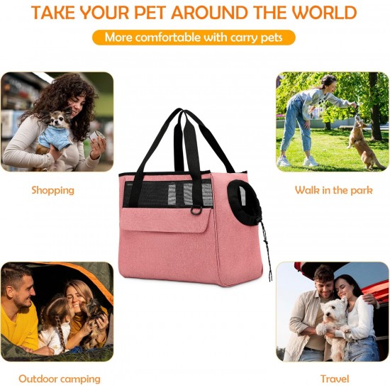 ALLSOPETS Dog Bag Breathable Cat Bag Pet Carrier Shoulder Bag Dog Carrier Bag with Safety Lead and Pockets Pet Bag for Small Dogs Puppies Cats Pink ALLSOPETS Dog Bag Breathable Cat Bag Pet Carrier Shoulder Bag Dog Carrier Bag with Safety Lead and Pockets Pet Bag for Small Dogs Puppies Cats Pink