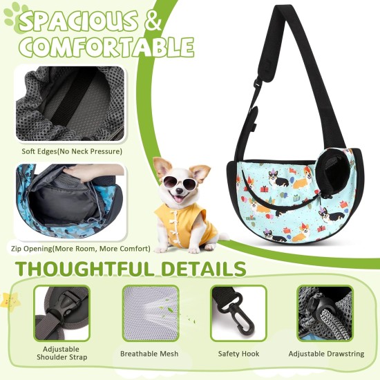 ALLSOPETS Dog Carrier Bag for Small Dogs Cats, Pet Carrier Shoulder Bag, Breathable Dog Sing, Carry Bag for Dogs Travel, for Outdoor Camping (Blue Corgi, S) ALLSOPETS Dog Carrier Bag for Small Dogs Cats, Pet Carrier Shoulder Bag, Breathable Dog Sing, Carry Bag for Dogs Travel, for Outdoor Camping (Blue Corgi, S)