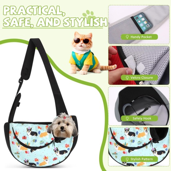 ALLSOPETS Dog Carrier Bag for Small Dogs Cats, Pet Carrier Shoulder Bag, Breathable Dog Sing, Carry Bag for Dogs Travel, for Outdoor Camping (Blue Corgi, S) ALLSOPETS Dog Carrier Bag for Small Dogs Cats, Pet Carrier Shoulder Bag, Breathable Dog Sing, Carry Bag for Dogs Travel, for Outdoor Camping (Blue Corgi, S)