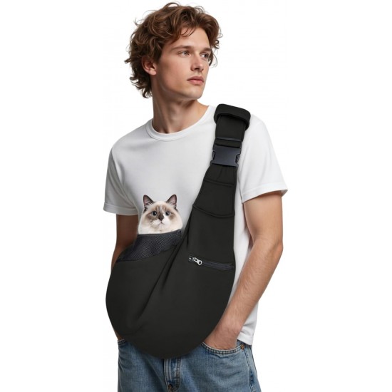 ALLSOPETS Dog Carrier Bag for Small Dogs and Cats, Breathable Dog Sling with Safety Lead, Soft Carry Bag for Travel and Veterinarian (Classic Black) ALLSOPETS Dog Carrier Bag for Small Dogs and Cats, Breathable Dog Sling with Safety Lead, Soft Carry Bag for Travel and Veterinarian (Classic Black)