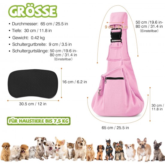 ALLSOPETS Dog Carrier Bag for Small Dogs and Cats, Breathable Dog Sling with Safety Lead, Soft Carry Bag for Travel and Veterinarian (Classic Black) ALLSOPETS Dog Carrier Bag for Small Dogs and Cats, Breathable Dog Sling with Safety Lead, Soft Carry Bag for Travel and Veterinarian (Classic Black)