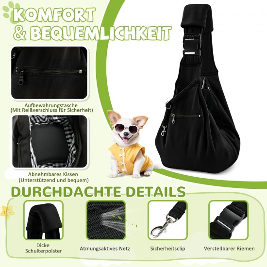 ALLSOPETS Dog Carrier Bag for Small Dogs and Cats, Breathable Dog Sling with Safety Lead, Soft Carry Bag for Travel and Veterinarian (Classic Black) ALLSOPETS Dog Carrier Bag for Small Dogs and Cats, Breathable Dog Sling with Safety Lead, Soft Carry Bag for Travel and Veterinarian (Classic Black)
