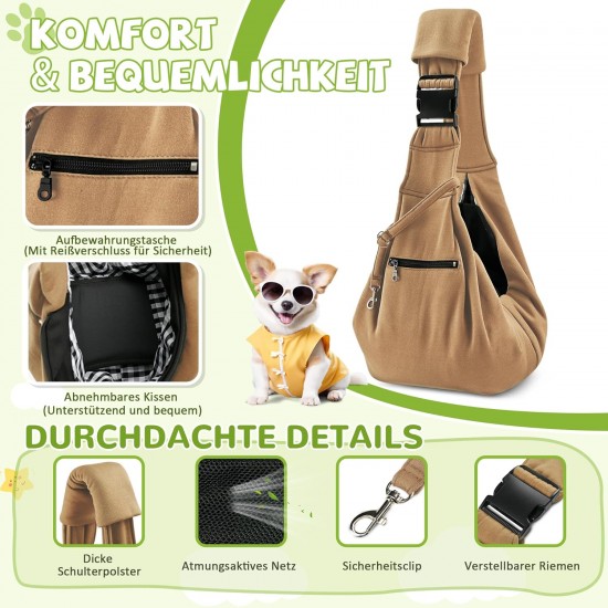ALLSOPETS Dog Carrier Bag for Small Dogs and Cats, Breathable Dog Sling with Safety Lead, Soft Carry Bag for Travel and Veterinarian (Classic Black) ALLSOPETS Dog Carrier Bag for Small Dogs and Cats, Breathable Dog Sling with Safety Lead, Soft Carry Bag for Travel and Veterinarian (Classic Black)
