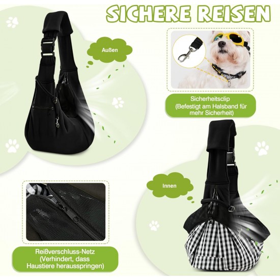 ALLSOPETS Dog Carrier Bag for Small Dogs and Cats, Breathable Dog Sling with Safety Lead, Soft Carry Bag for Travel and Veterinarian (Classic Black) ALLSOPETS Dog Carrier Bag for Small Dogs and Cats, Breathable Dog Sling with Safety Lead, Soft Carry Bag for Travel and Veterinarian (Classic Black)