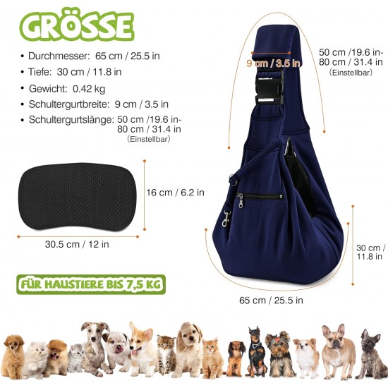 ALLSOPETS Dog Carrier Bag for Small Dogs and Cats, Breathable Dog Sling with Safety Lead, Soft Carry Bag for Travel and Veterinarian (Classic Black) ALLSOPETS Dog Carrier Bag for Small Dogs and Cats, Breathable Dog Sling with Safety Lead, Soft Carry Bag for Travel and Veterinarian (Classic Black)