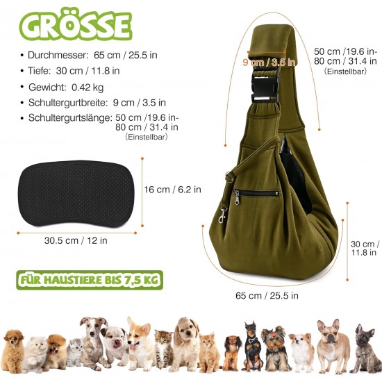 ALLSOPETS Dog Carrier Bag for Small Dogs and Cats, Breathable Dog Sling with Safety Lead, Soft Carry Bag for Travel and Veterinarian (Classic Black) ALLSOPETS Dog Carrier Bag for Small Dogs and Cats, Breathable Dog Sling with Safety Lead, Soft Carry Bag for Travel and Veterinarian (Classic Black)