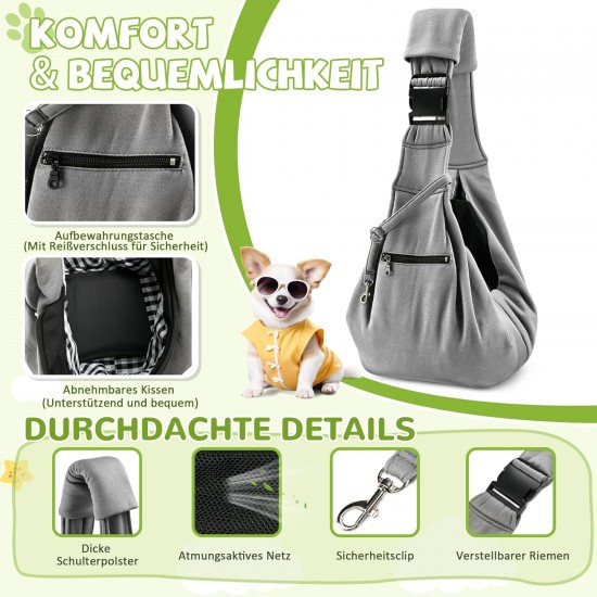 ALLSOPETS Dog Carrier Bag for Small Dogs and Cats, Breathable Dog Sling with Safety Lead, Soft Carry Bag for Travel and Veterinarian (Classic Black) ALLSOPETS Dog Carrier Bag for Small Dogs and Cats, Breathable Dog Sling with Safety Lead, Soft Carry Bag for Travel and Veterinarian (Classic Black)