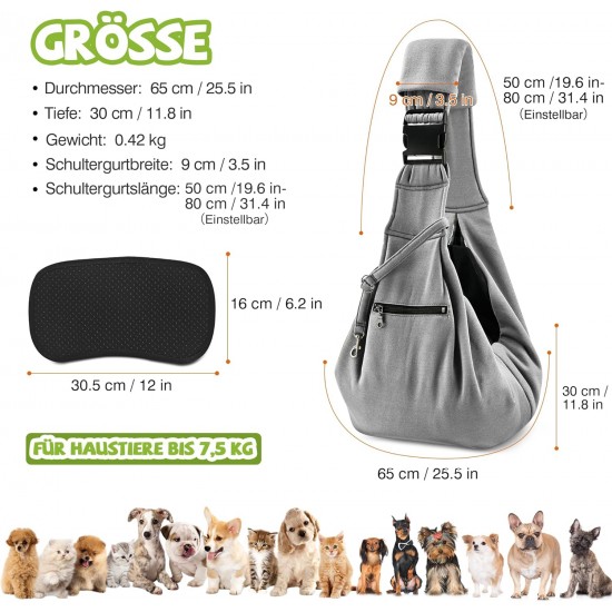ALLSOPETS Dog Carrier Bag for Small Dogs and Cats, Breathable Dog Sling with Safety Lead, Soft Carry Bag for Travel and Veterinarian (Classic Black) ALLSOPETS Dog Carrier Bag for Small Dogs and Cats, Breathable Dog Sling with Safety Lead, Soft Carry Bag for Travel and Veterinarian (Classic Black)