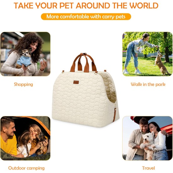 ALLSOPETS Dog Carrier, Cat Handbag, Pet Carrier, Shoulder Bag, Dog Car Seat with Safety Lead and Pockets, Travellers, Pets Carry Bag for Small Dogs, Cats, Khaki ALLSOPETS Dog Carrier, Cat Handbag, Pet Carrier, Shoulder Bag, Dog Car Seat with Safety Lead and Pockets, Travellers, Pets Carry Bag for Small Dogs, Cats, Khaki