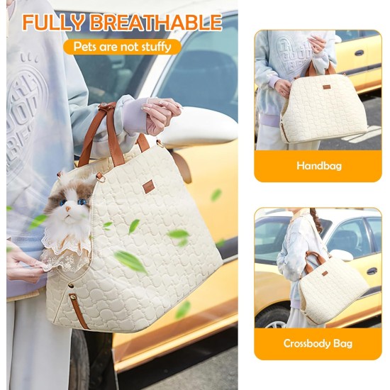 ALLSOPETS Dog Carrier, Cat Handbag, Pet Carrier, Shoulder Bag, Dog Car Seat with Safety Lead and Pockets, Travellers, Pets Carry Bag for Small Dogs, Cats, Khaki ALLSOPETS Dog Carrier, Cat Handbag, Pet Carrier, Shoulder Bag, Dog Car Seat with Safety Lead and Pockets, Travellers, Pets Carry Bag for Small Dogs, Cats, Khaki
