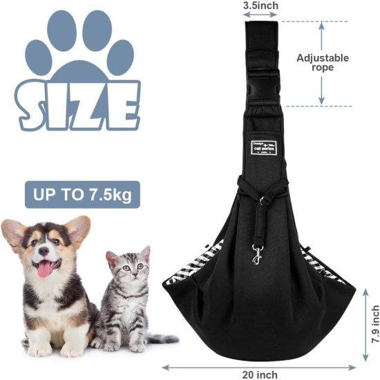 Adiwo Dog Carrier Puppy Reversible Transport Bag for Dogs and Other Pets up to 7.5 kg Sling Dog Adjustable Secure Carry Strap for Small Dogs for Outdoor Walks Black Adiwo Dog Carrier Puppy Reversible Transport Bag for Dogs and Other Pets up to 7.5 kg Sling Dog Adjustable Secure Carry Strap for Small Dogs for Outdoor Walks Black