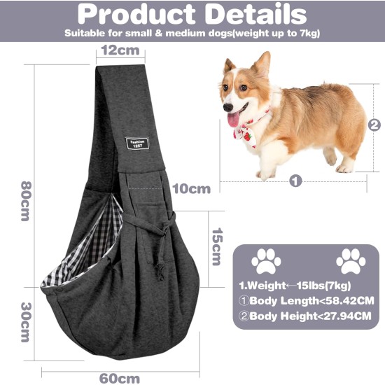 Adjustable Dog Sling Carrier Bag, Dog Carrier, Dog Carrier, Puppy Carrying Capacity up to 7 kg, Comfortable, for Walks and Outdoor Activities Adjustable Dog Sling Carrier Bag, Dog Carrier, Dog Carrier, Puppy Carrying Capacity up to 7 kg, Comfortable, for Walks and Outdoor Activities